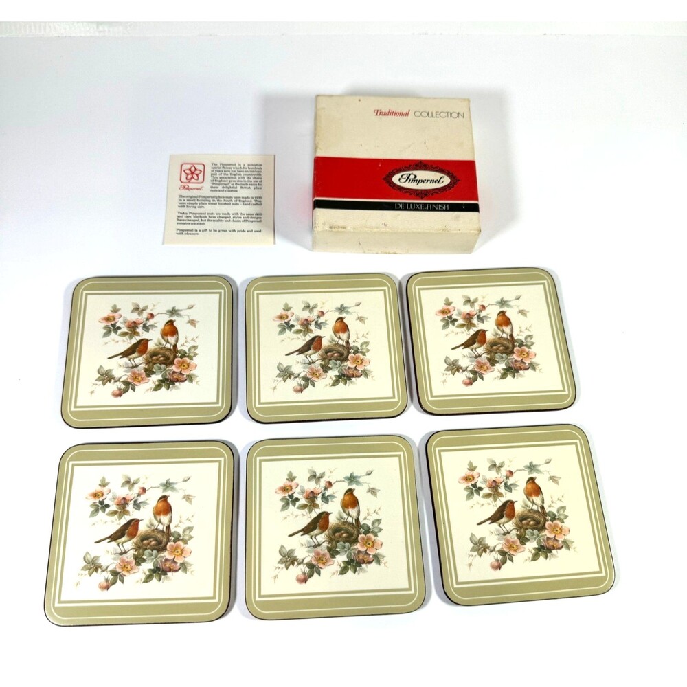 Pimpernel Coaster Set Of 6 Acrylic North American Song Birds De Luxe Finish NEW